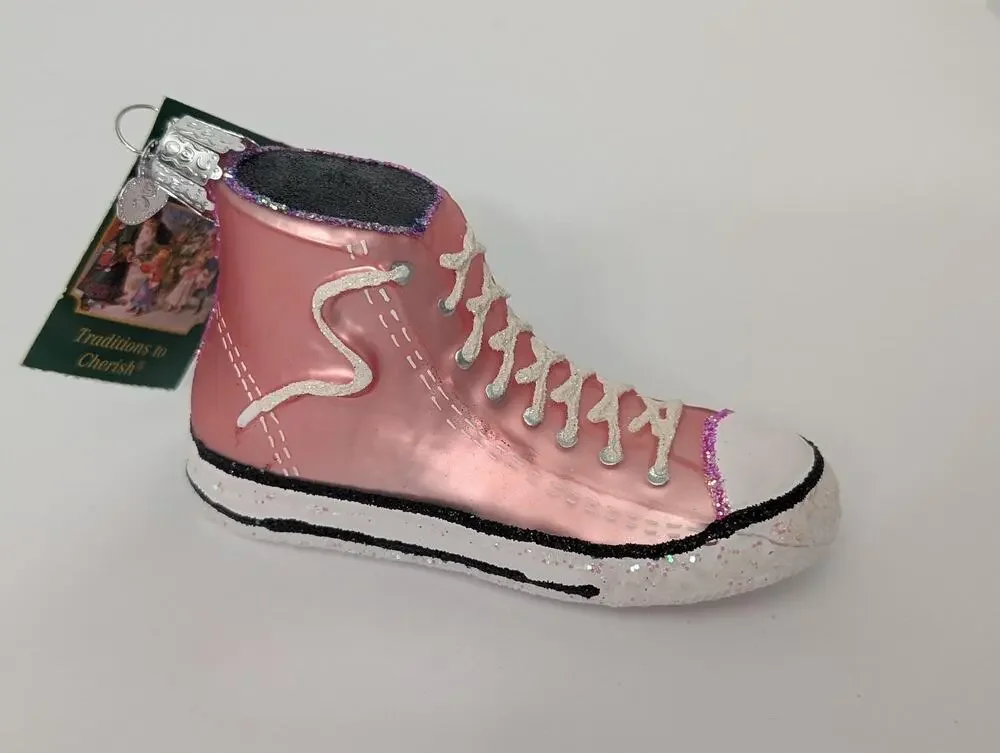 Old World Christmas Pink High-Top Sneaker Glass Ornament Retro 2019